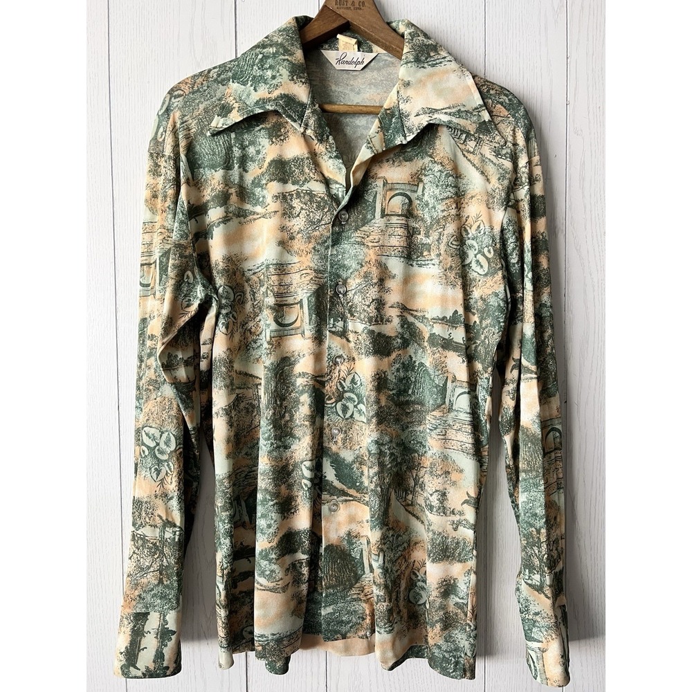 VTG 70s Randolph Disco Shirt Sz Medium Plants Trees Novelty Mens - Picture 4 of 12